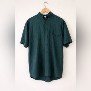 Vintage Bosa Green Silk Short Sleeve Button Up Shirt Relaxed Fit